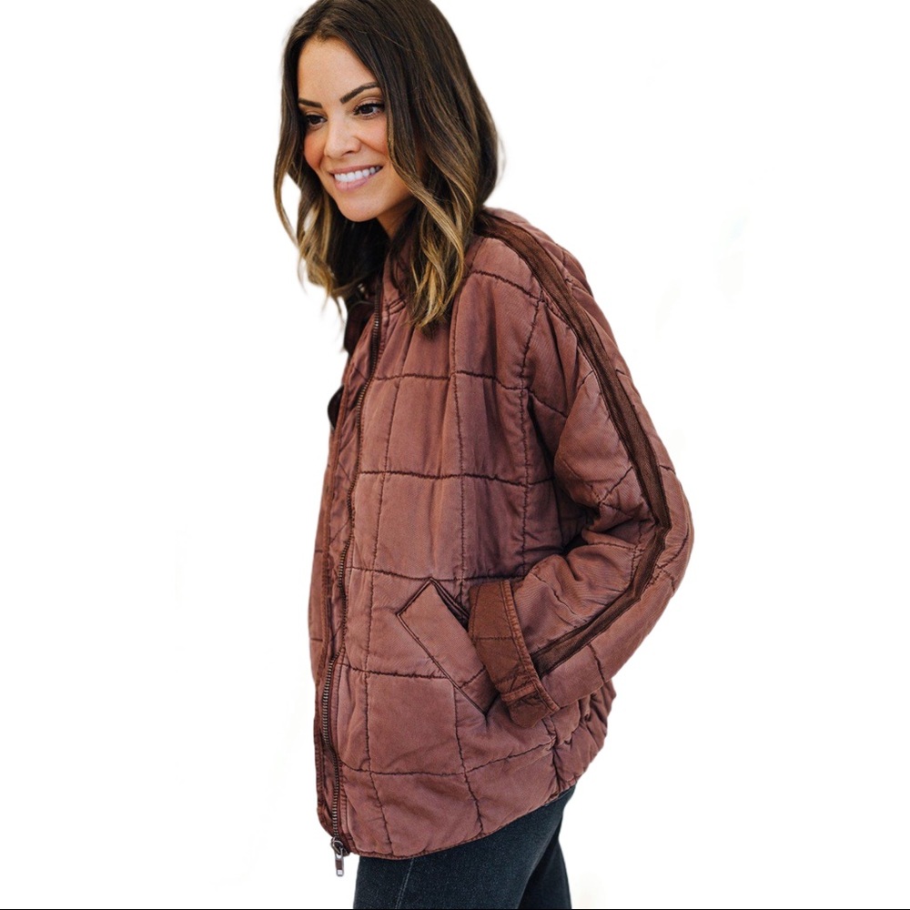 Free People Dolman Quilted Jacket - Cherry Cola
